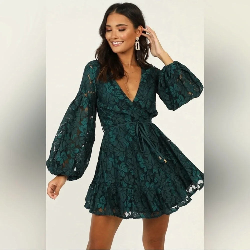 Showpo Teal Floral Mini Dress - Picture 1 of 9